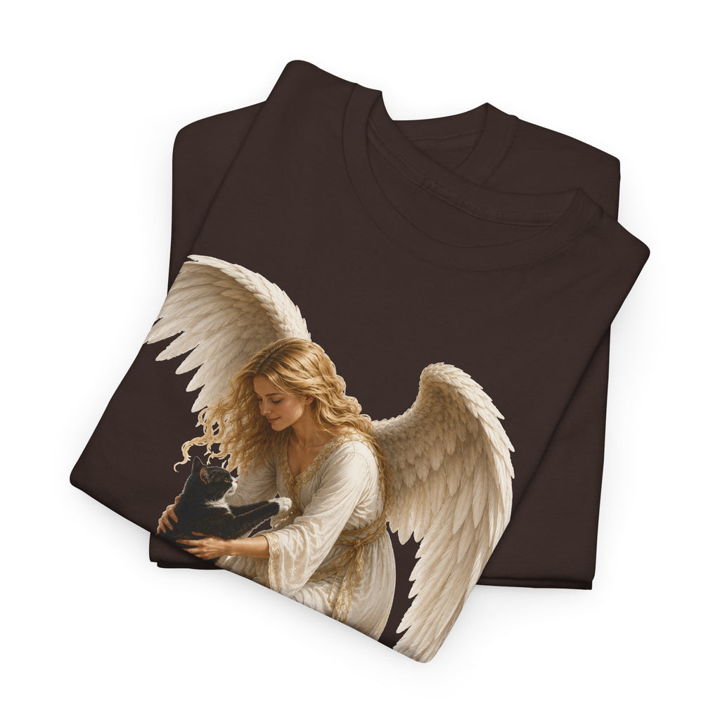 Angel with Cat T-Shirt — Guardian Angel Pet Lover Tee
