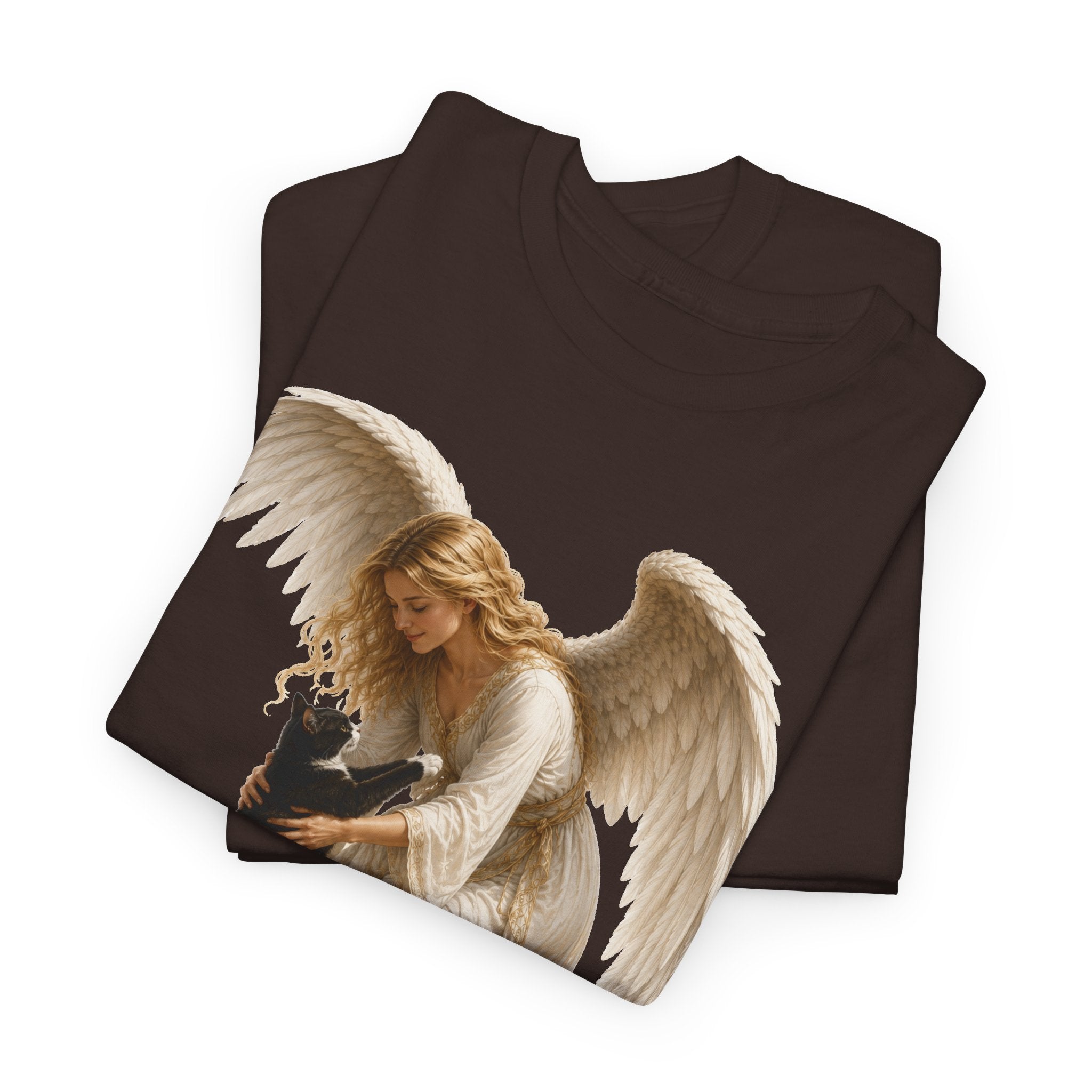 Angel with Cat T-Shirt — Guardian Angel Pet Lover Tee