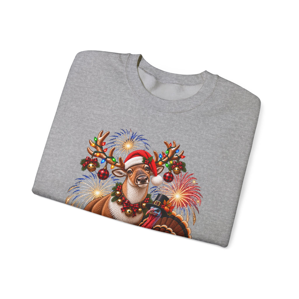 Four Holidays  One Shirt - Halloween Thanksgiving. Christmas and New year