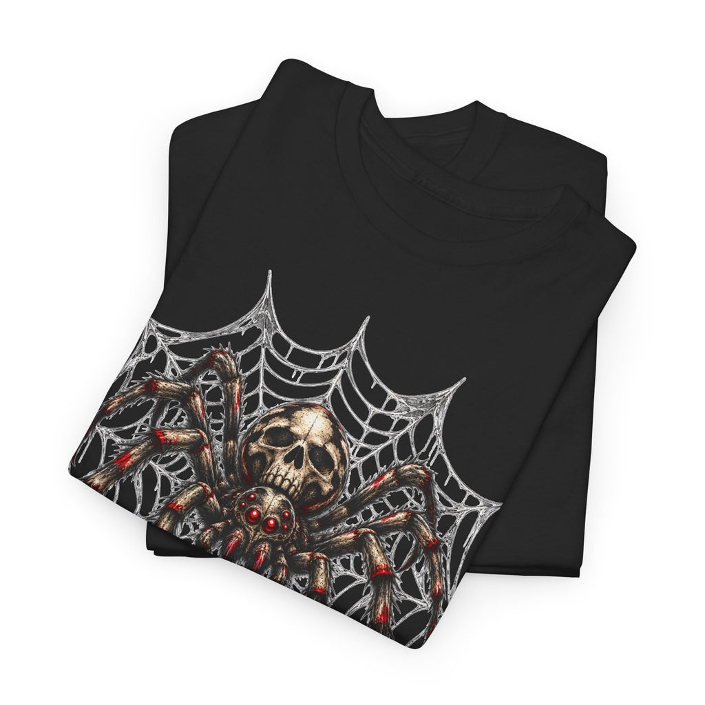 Spider Skull Web T‑Shirt — Gothic Halloween Graphic Tee