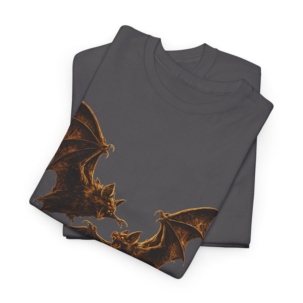 Bat duo Graphic Tee — Vintage Gothic Bat Illustration Shirt