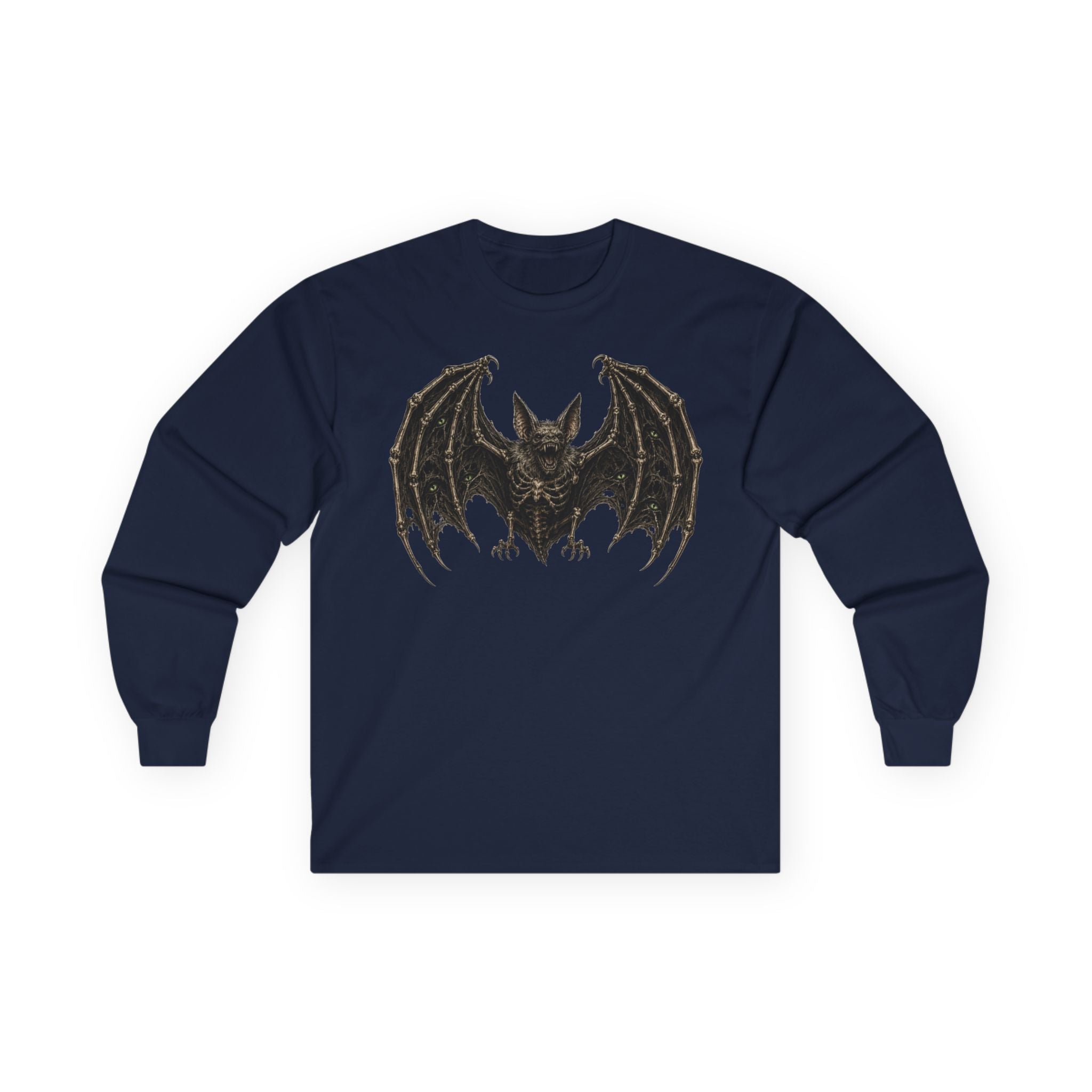 Bat Illustration Long Sleeve Tee — Gothic Bat Graphic Shirt
