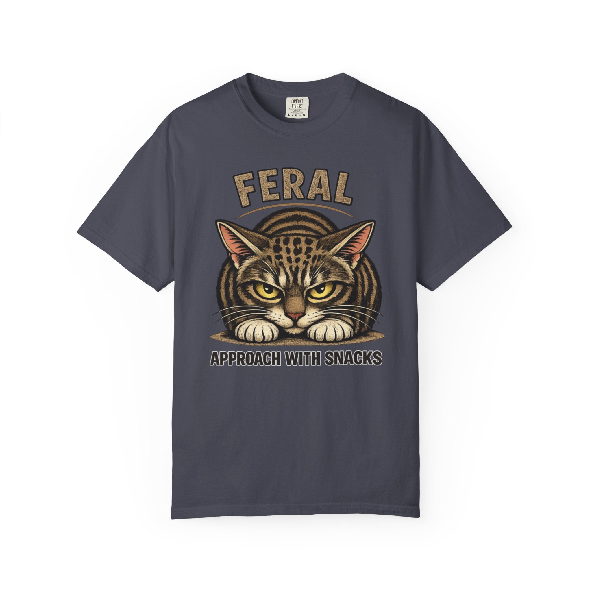 T-Shirt — "Feral: Approach With Snacks" Cat Graphic Tee