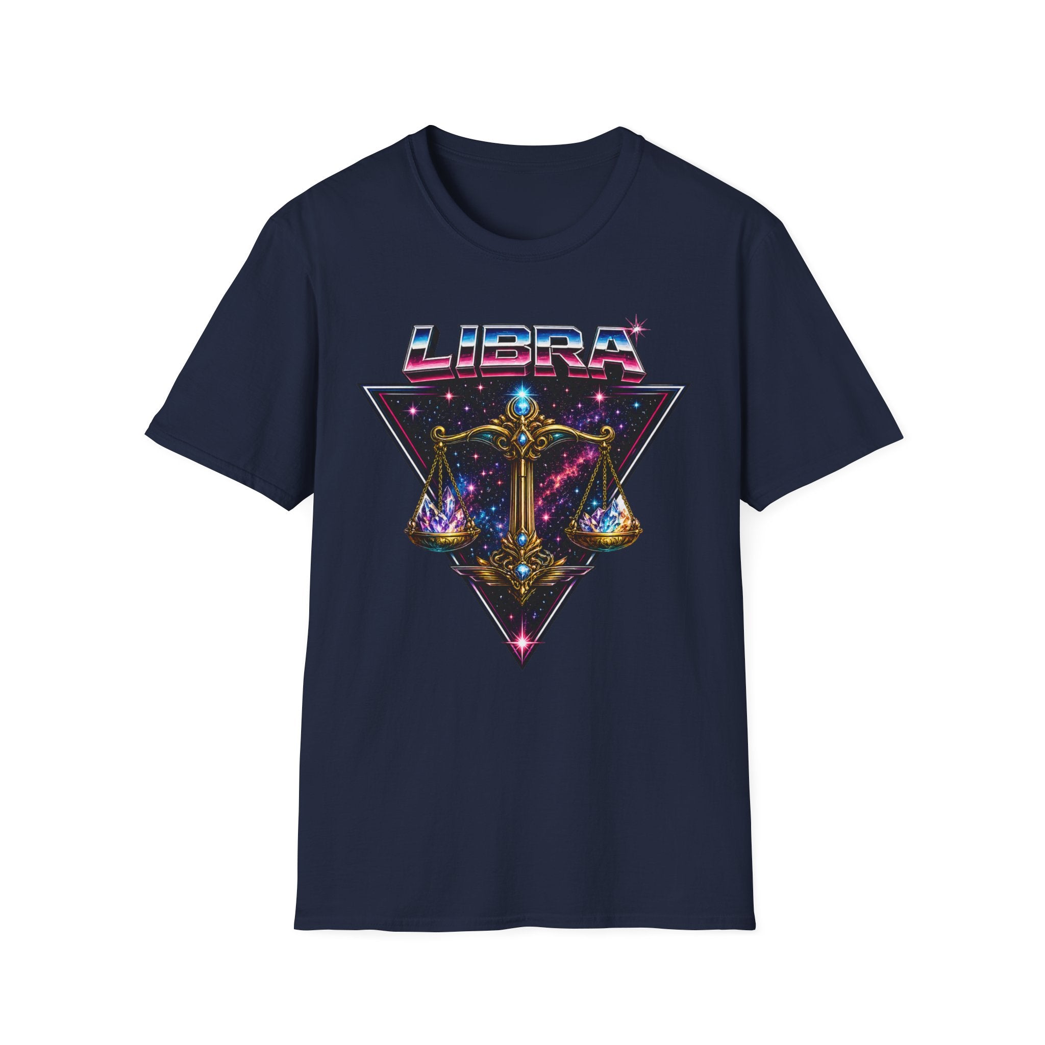 Libra Zodiac T-Shirt — Retro Neon Scales Astrology Tee