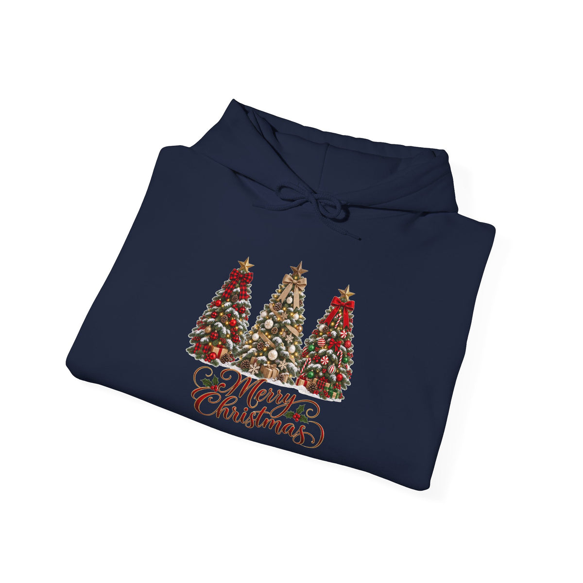 Christmas Tree Trio Hoodie – Festive Holiday Sweatshirt with 'Christmas Wishes' Design