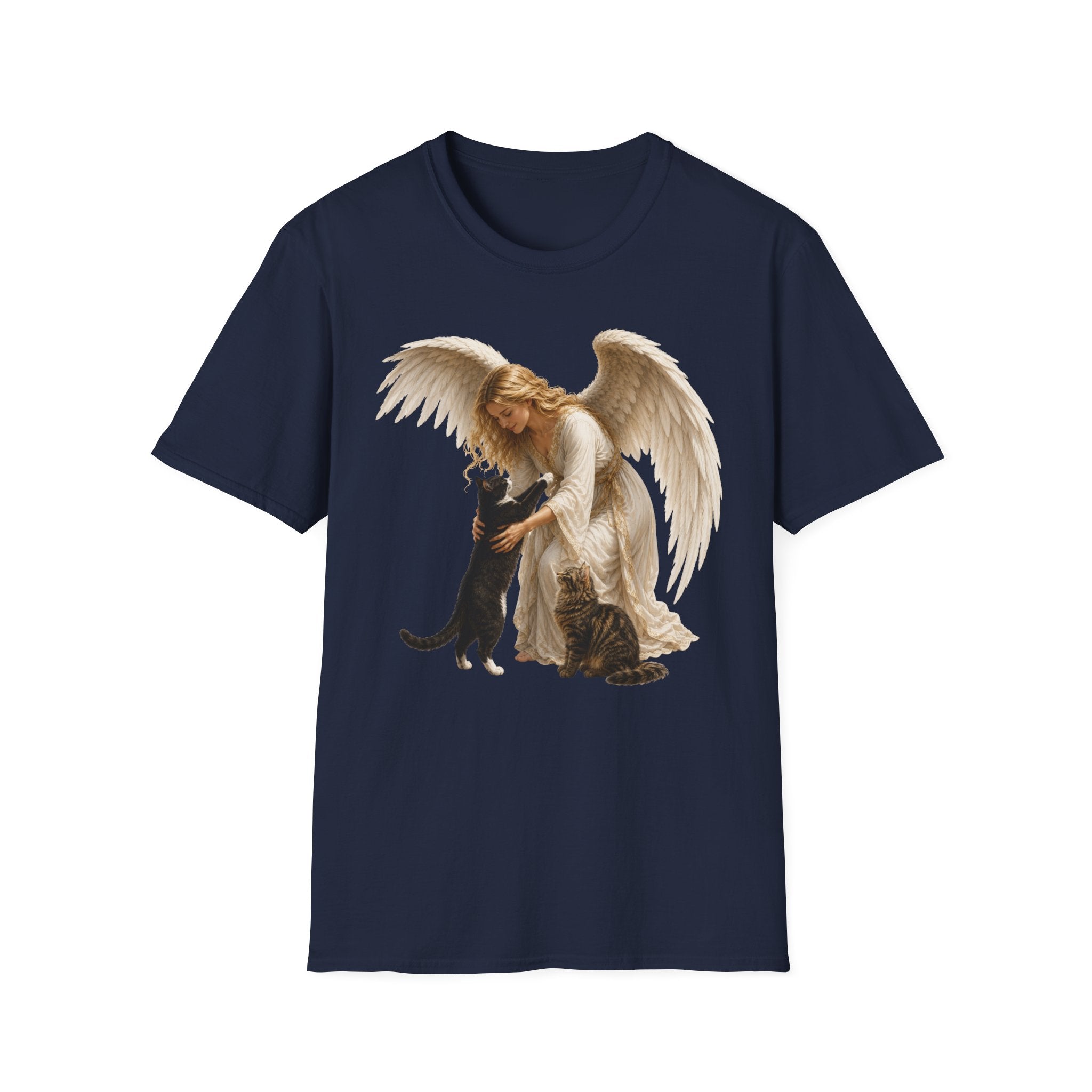 Angel with Cat T-Shirt — Guardian Angel Pet Lover Tee