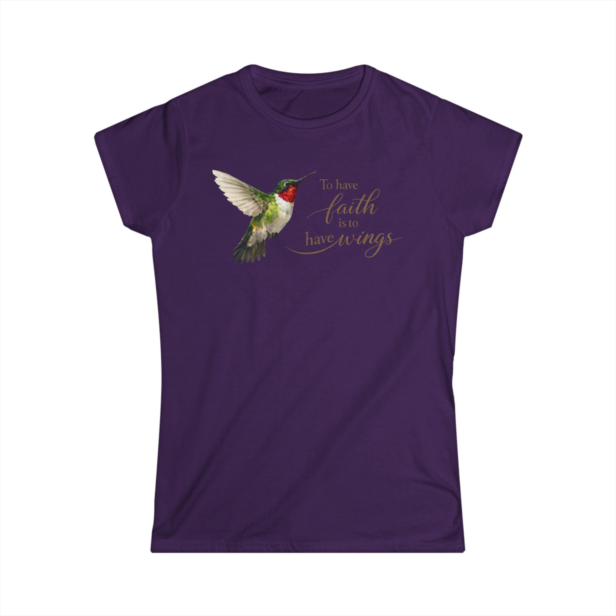 Hummingbird Faith Tee — "To have faith is to have wings" Women's Graphic Shirt