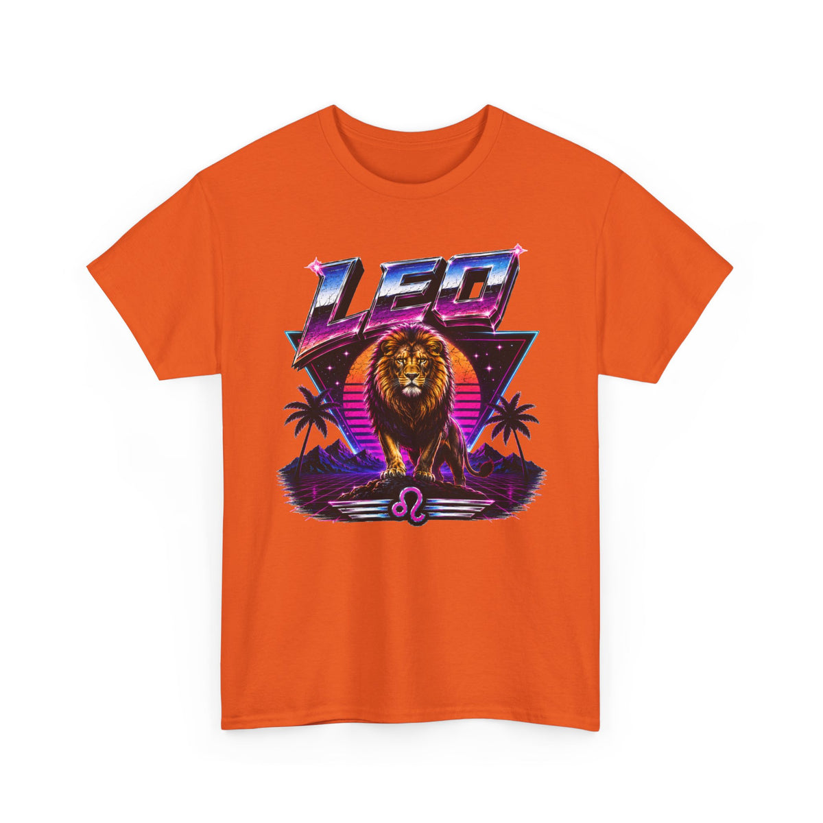 Leo Zodiac T‑Shirt — Retro Neon Lion Astrology Tee