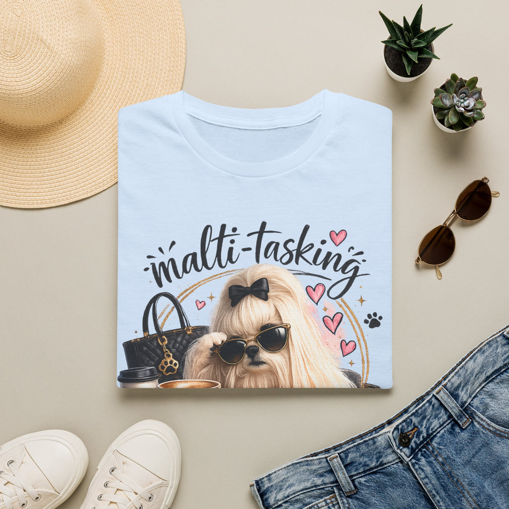 Multi-Tasking Mom T-Shirt — Cute Sunglasses Shih Tzu Graphic