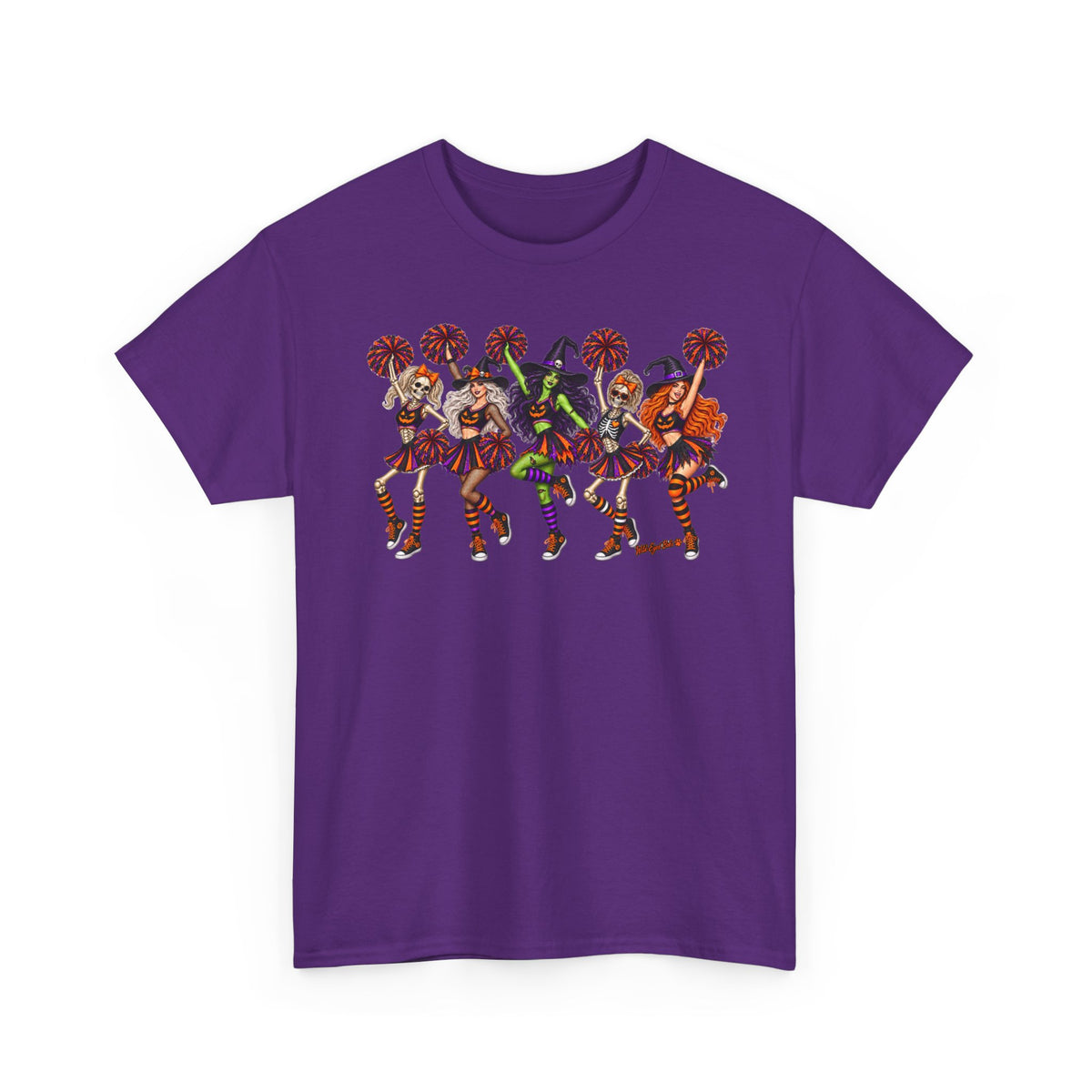 Halloween Cheerleaders Graphic Tee — Colorful Holloween cheer Squad Shirt