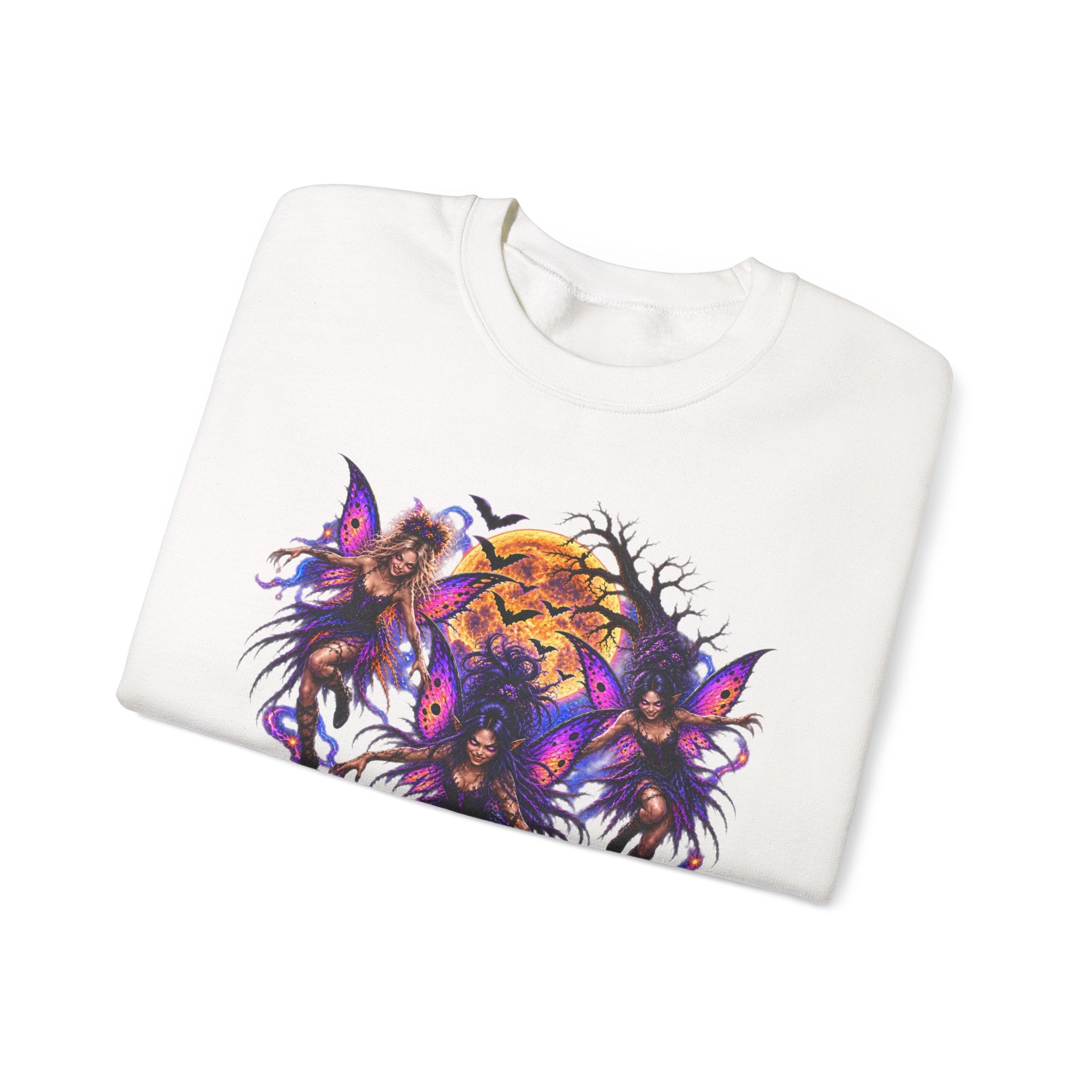 Fairy Moon Crewneck Sweatshirt — Gothic Purple Fairy Heart Graphic