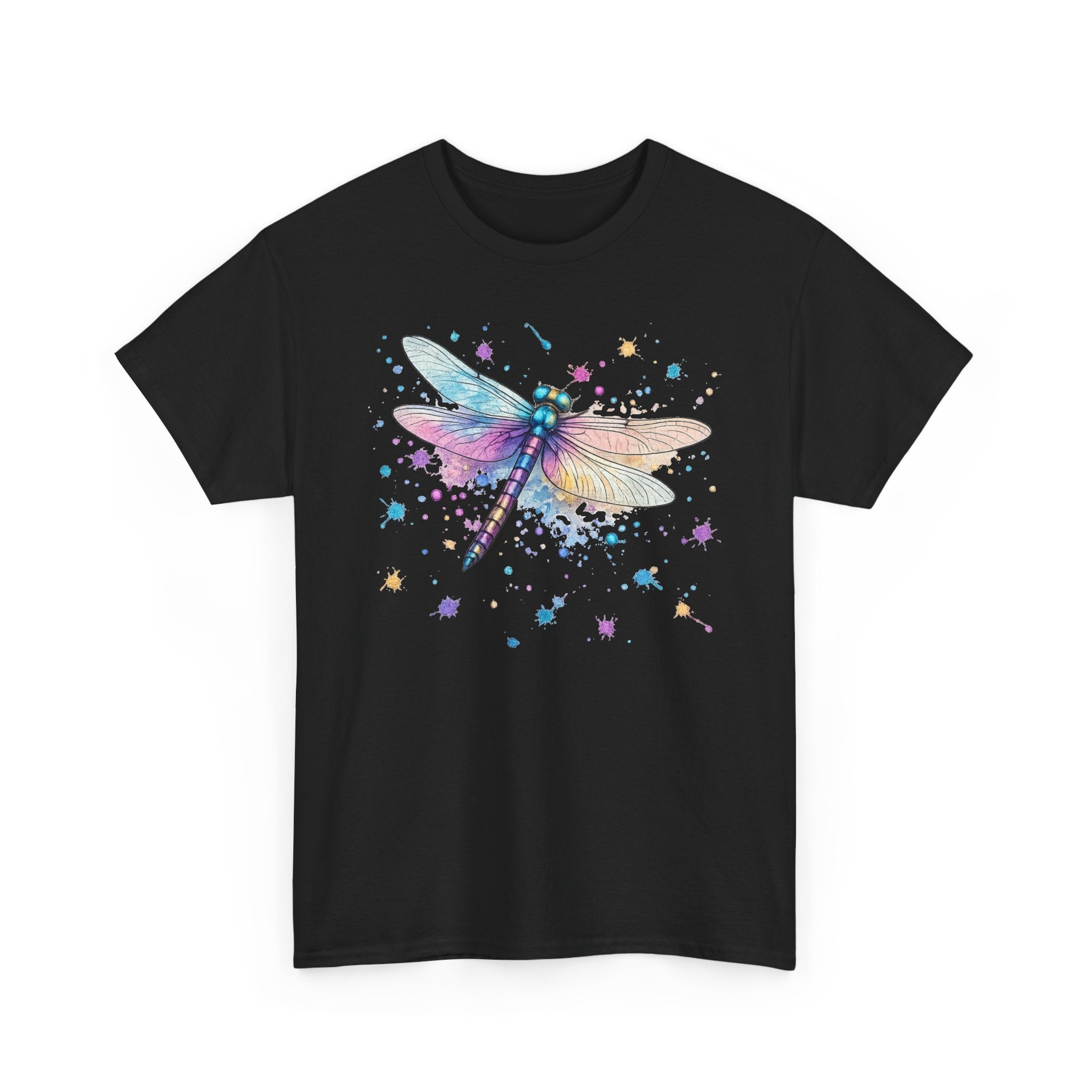 Dragonfly Watercolor T-Shirt — Pastel Splatter Nature Tee