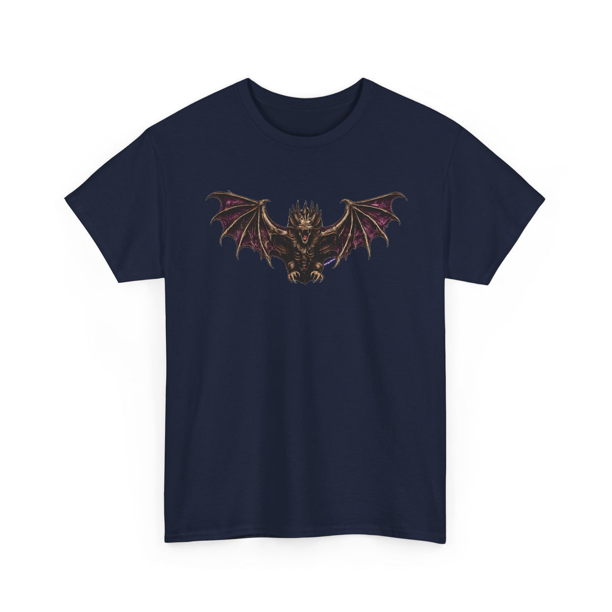 Gothic Flying Bat Tee - Dark Vampire Night Graphic Shirt