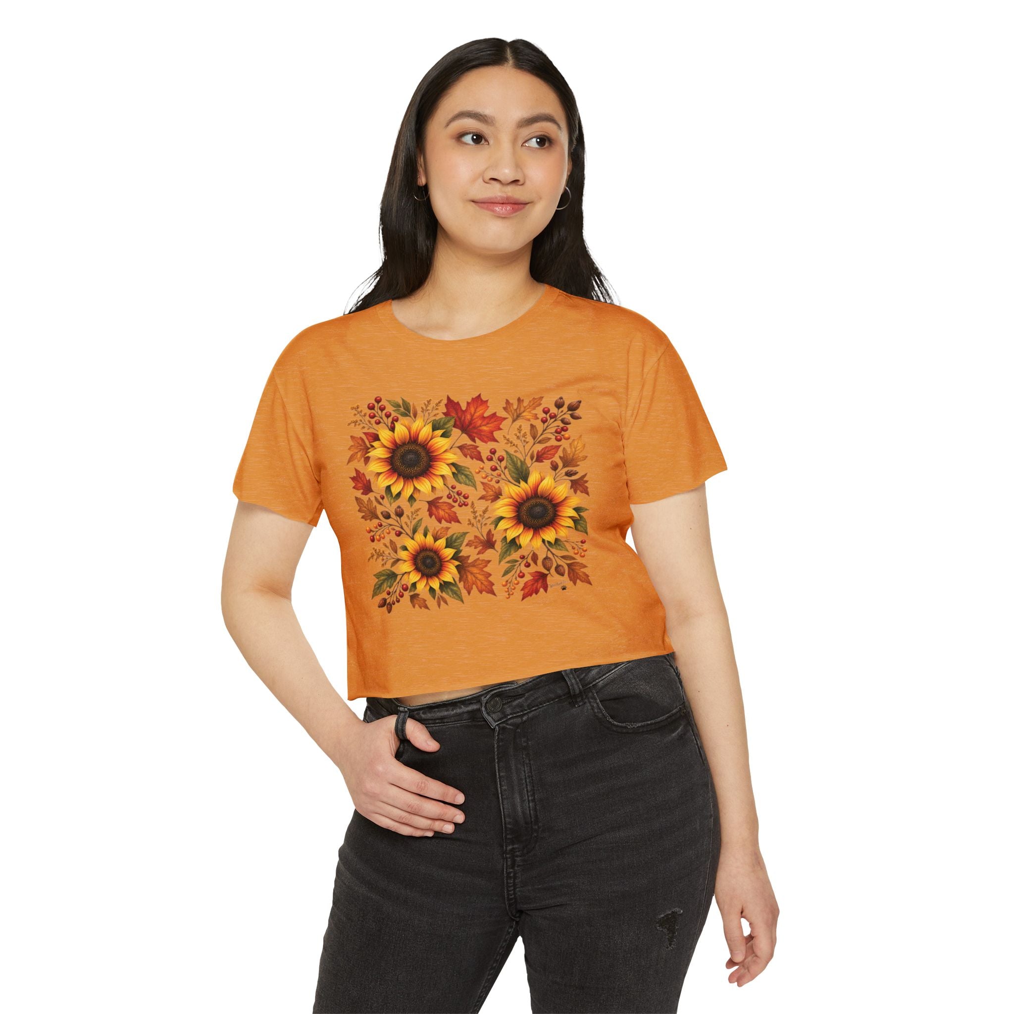 Sunflower Fall Crop Top — Autumn Floral Festival Tee