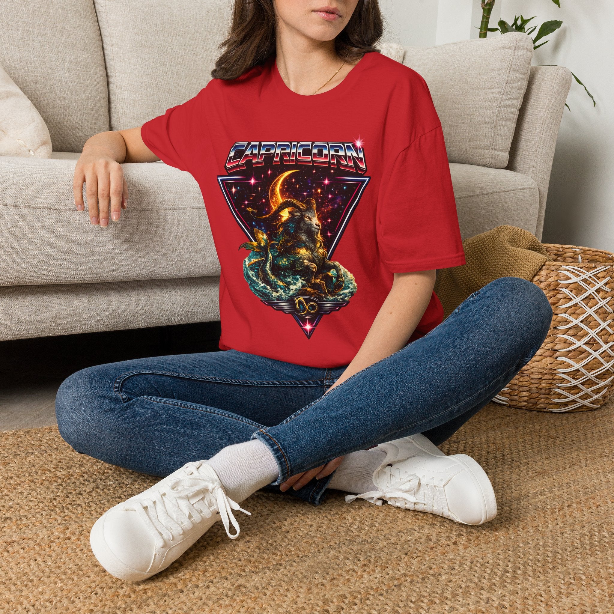 Capricorn Zodiac T-Shirt — Retro Cosmic Sea Goat Astrological Tee