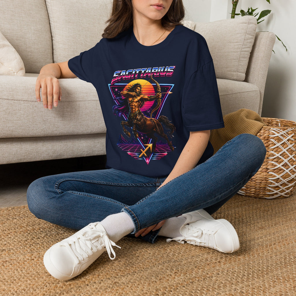 Sagittarius Archer T-Shirt — Retro Neon Zodiac Tee