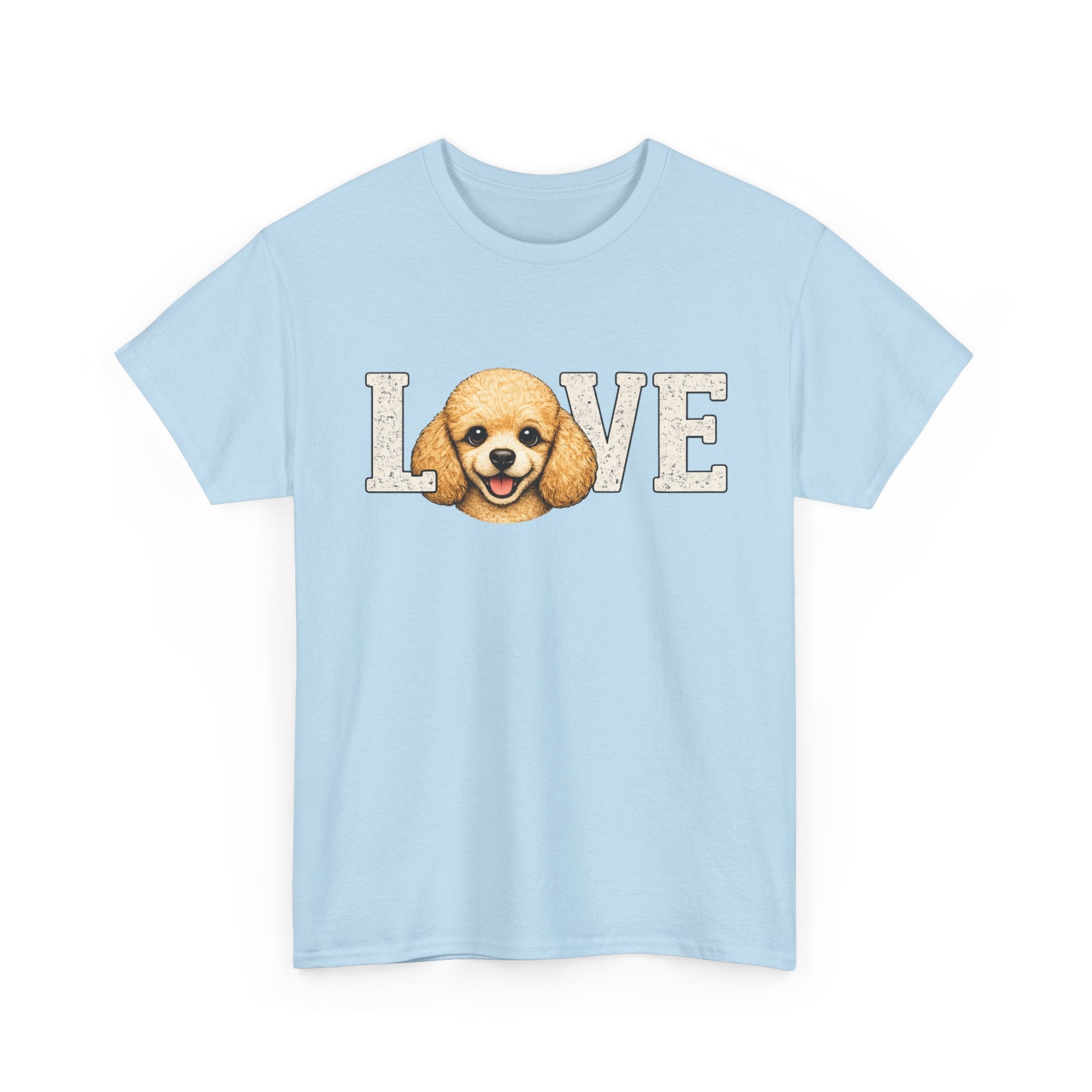 Poodle Love T-Shirt — 'LOVE' Graphic Tee with Cute Dog Face