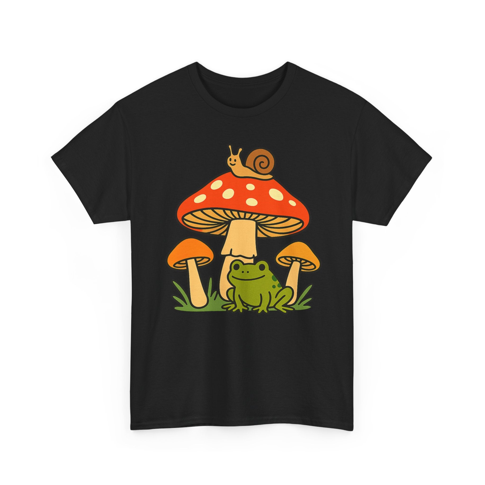 Frog & Mushroom Graphic Tee — Cute Snail Mushroom Garden T-Shirt