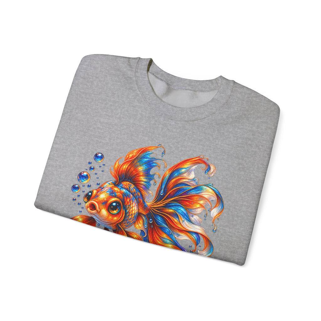 Goldfish Art Crewneck Sweatshirt – Colorful Fantail  Goldfish Illustration