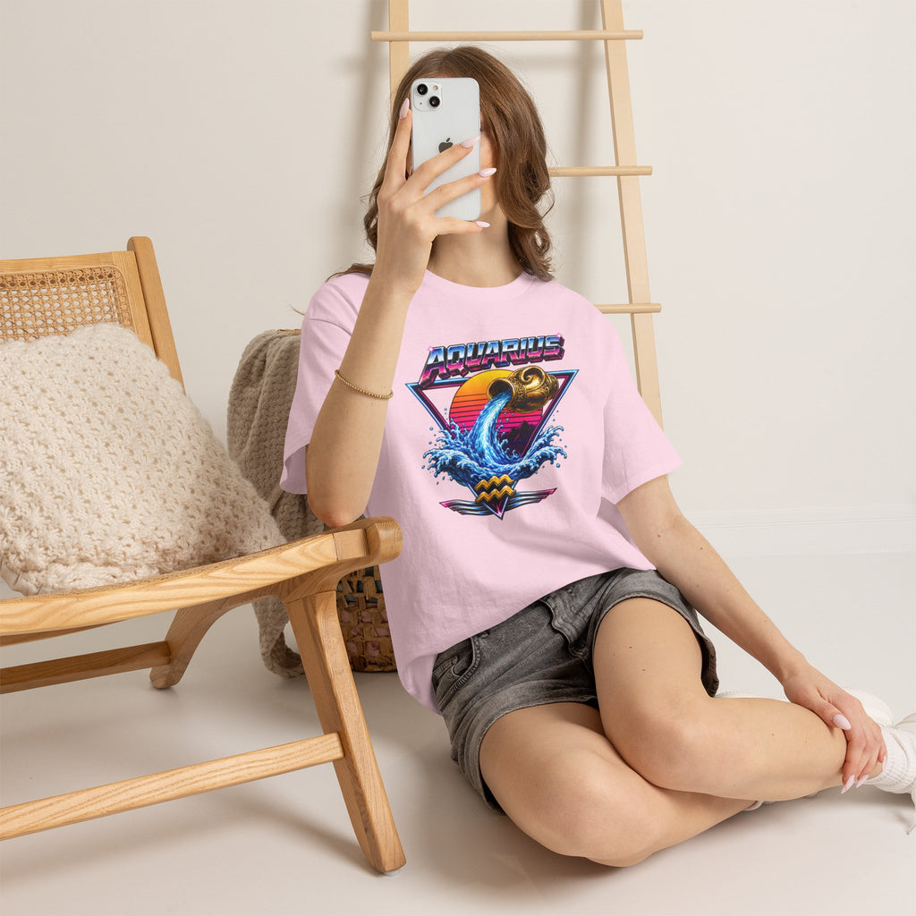 Aquarius Zodiac Tee — Retro Wave Astrological T-Shirt