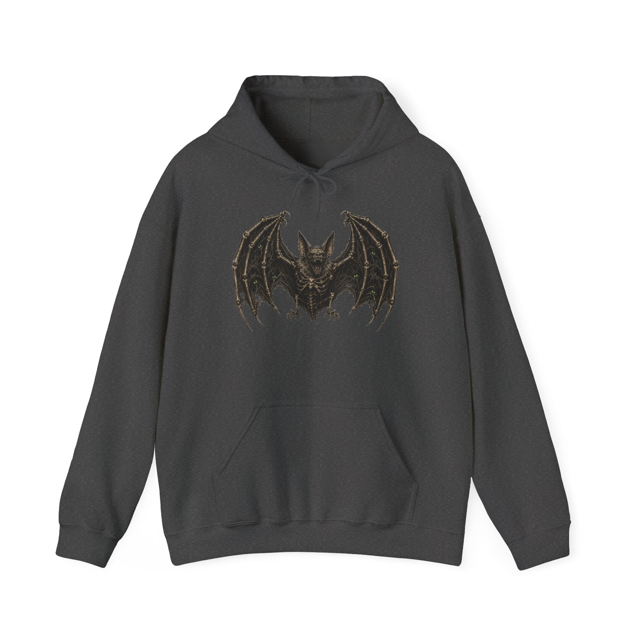 Gothic Bat Graphic Hoodie — Vintage Winged Bat Sweatshirt
