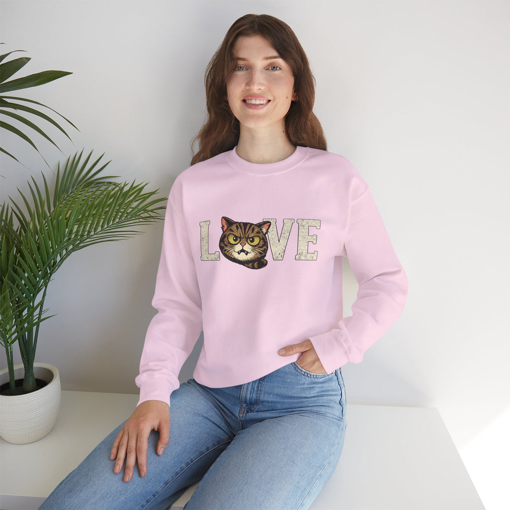 Cat Love Sweatshirt — Vintage Tabby Kitty Crewneck