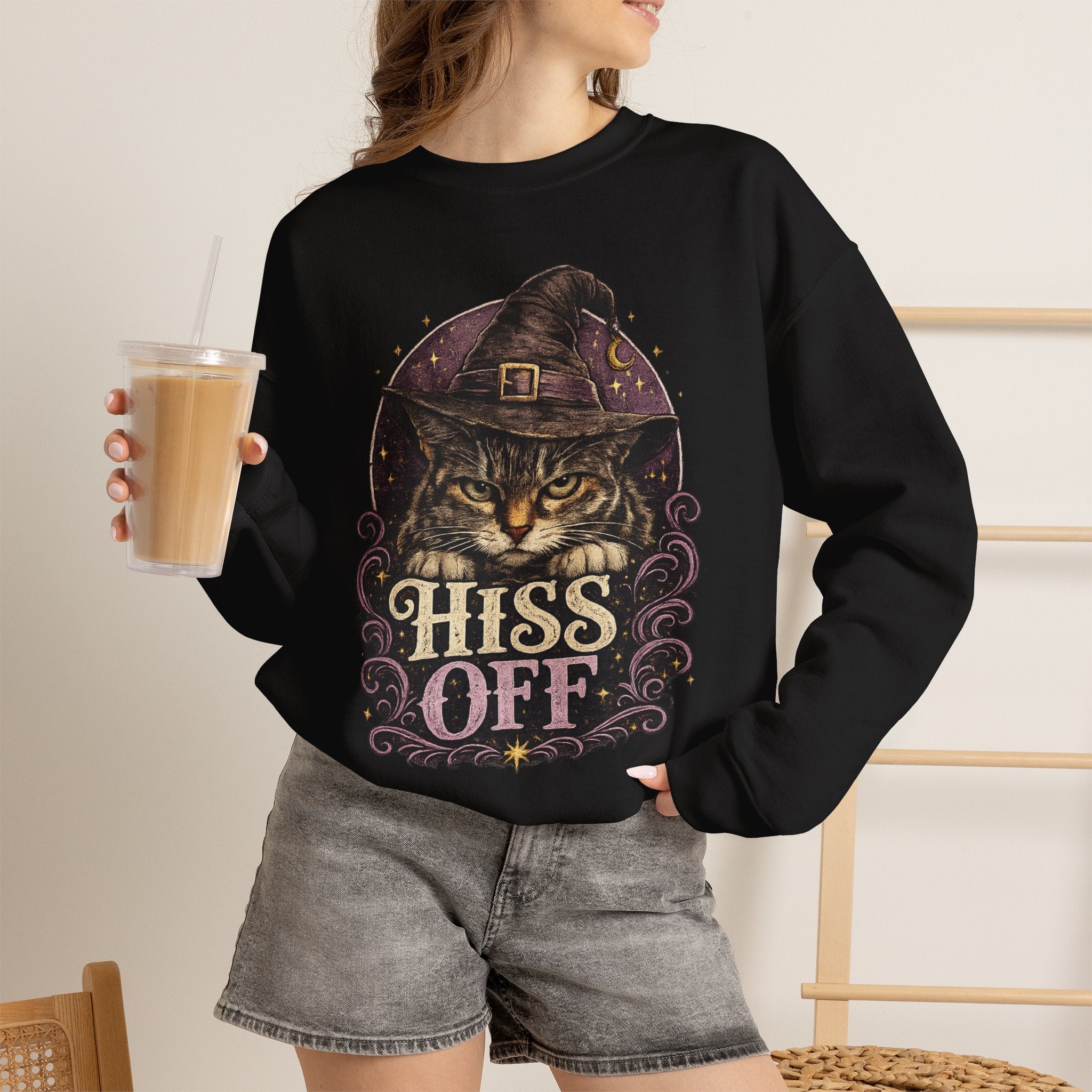 Hiss Off Witch Cat Sweatshirt