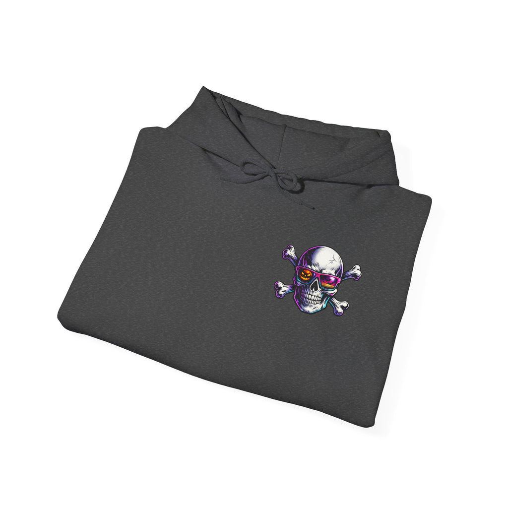 Skull & Crossbones Hoodie — Neon Sunglasses Pirate Skull Pullover