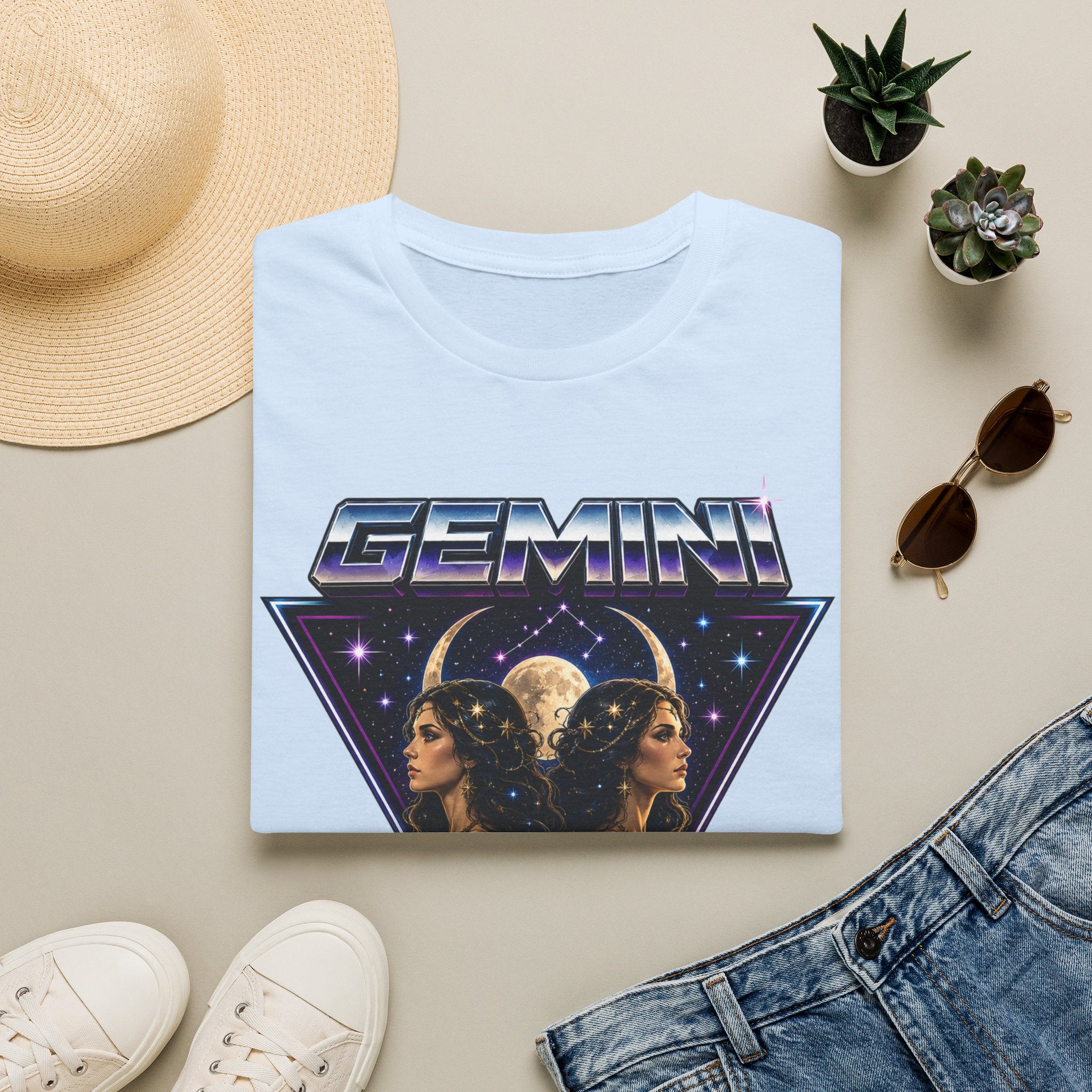 Gemini Zodiac T-Shirt — Retro Twin Constellation Graphic
