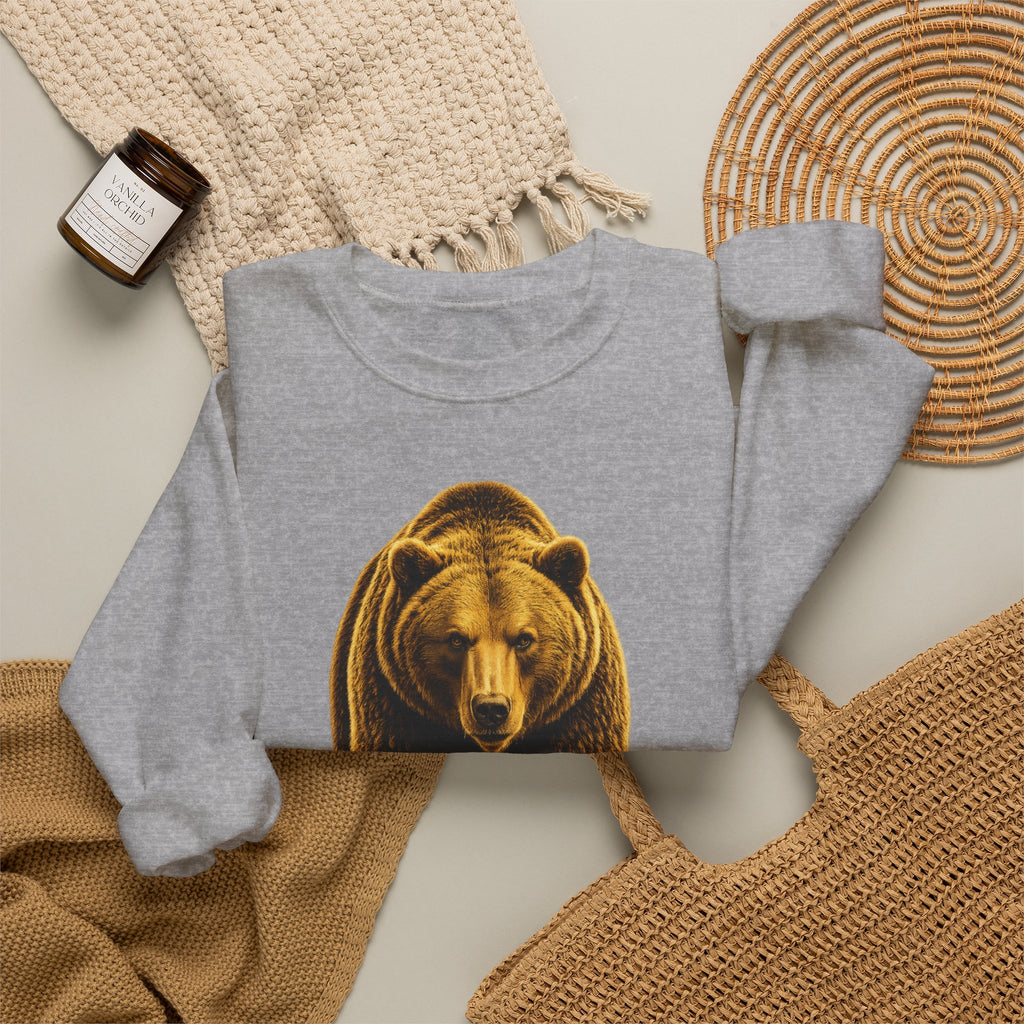 Grizzly Bear Crewneck Sweatshirt — Vintage Wildlife Graphic