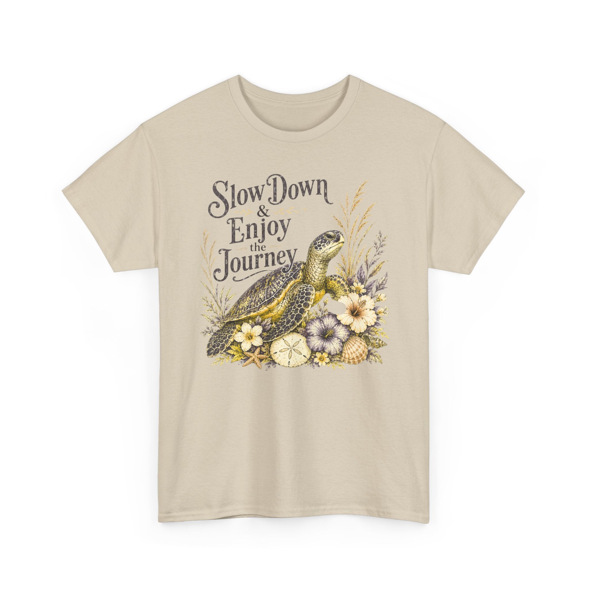 Sea Turtle T-Shirt — "Slow Down & Enjoy the Journey "Sea Turtle Floral Graphic Tee