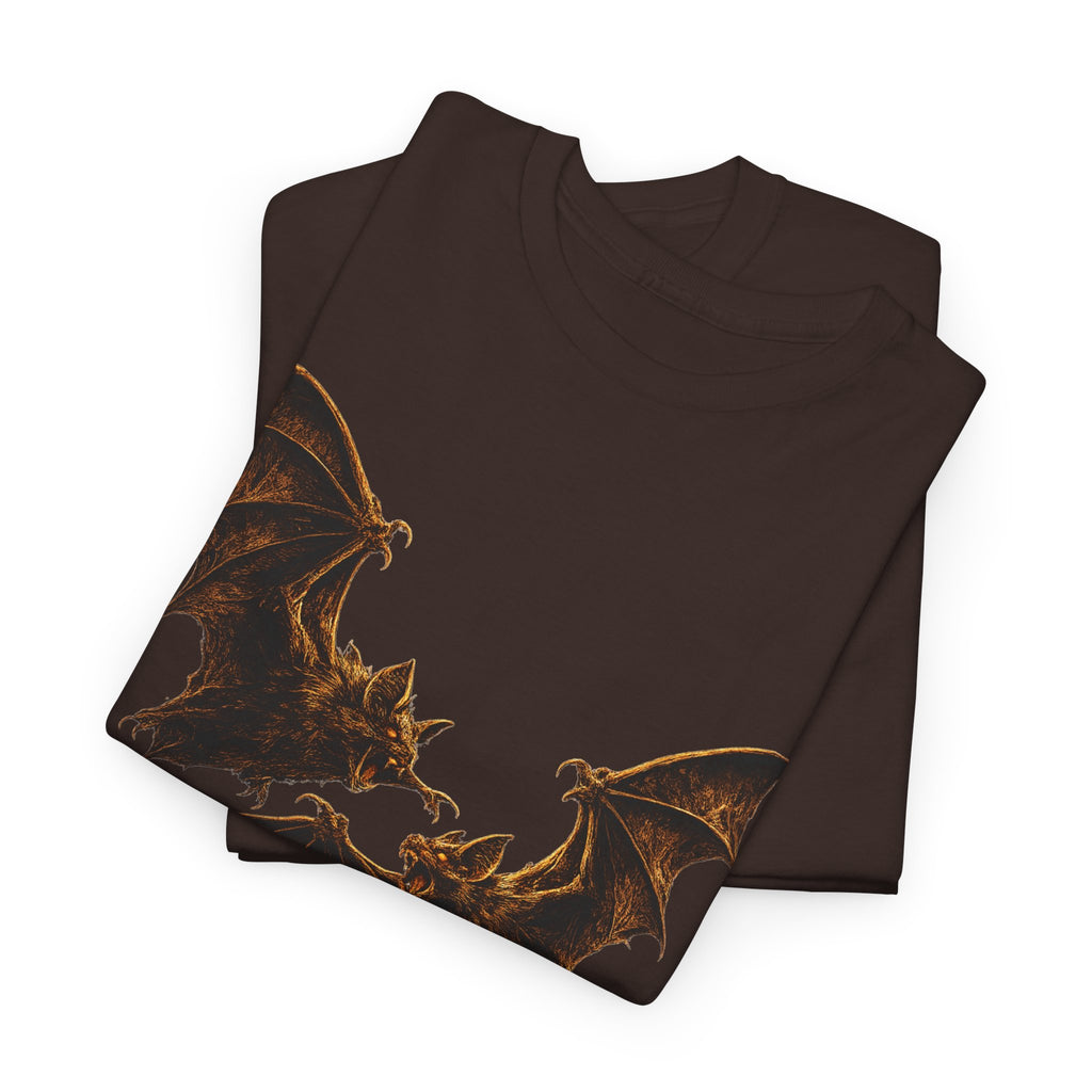 Bat duo Graphic Tee — Vintage Gothic Bat Illustration Shirt
