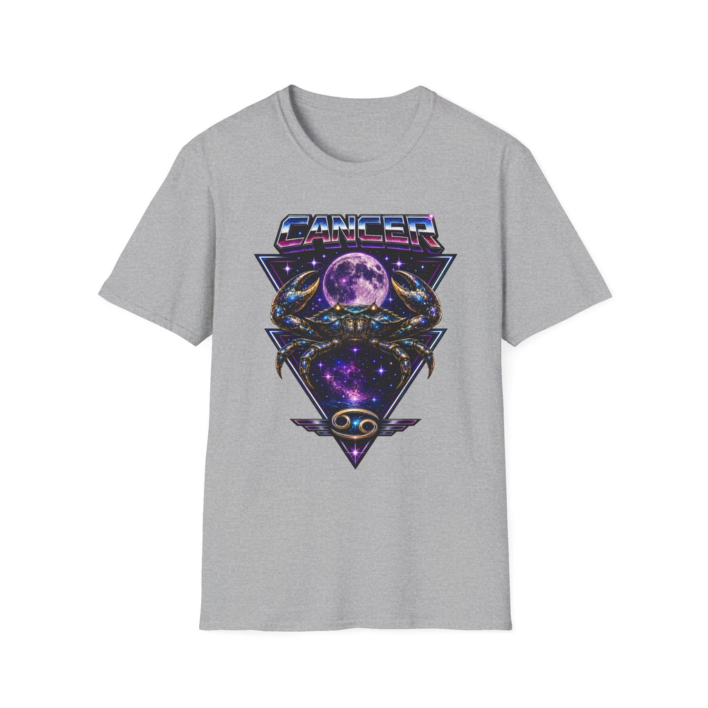 Cancer Zodiac T‑Shirt — Retro Cosmic Crab Design (Astrology Moon Graphic)