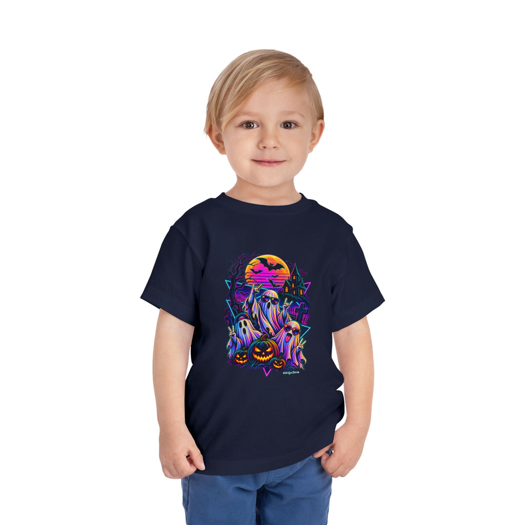 Toddler Tee — Neon Retro Ghosts Halloween Design