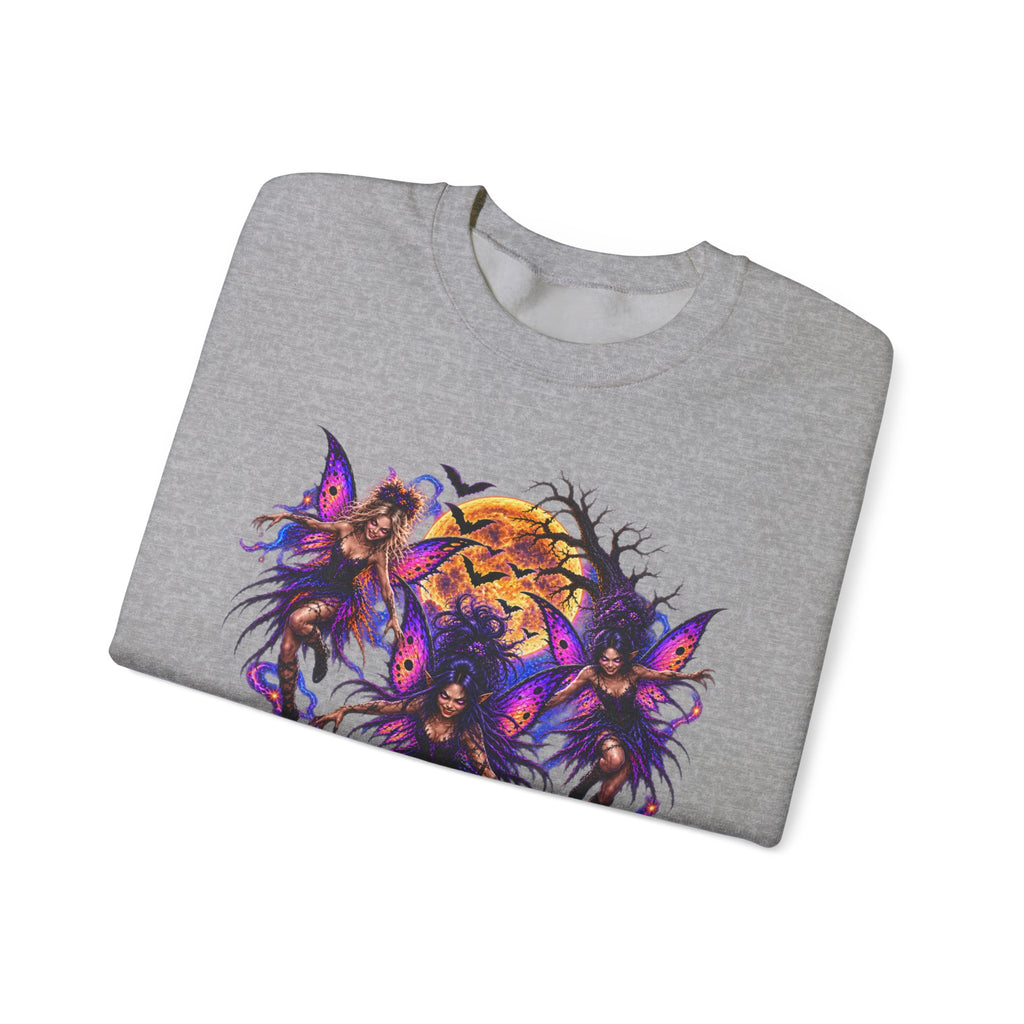 Fairy Moon Crewneck Sweatshirt — Gothic Purple Fairy Heart Graphic