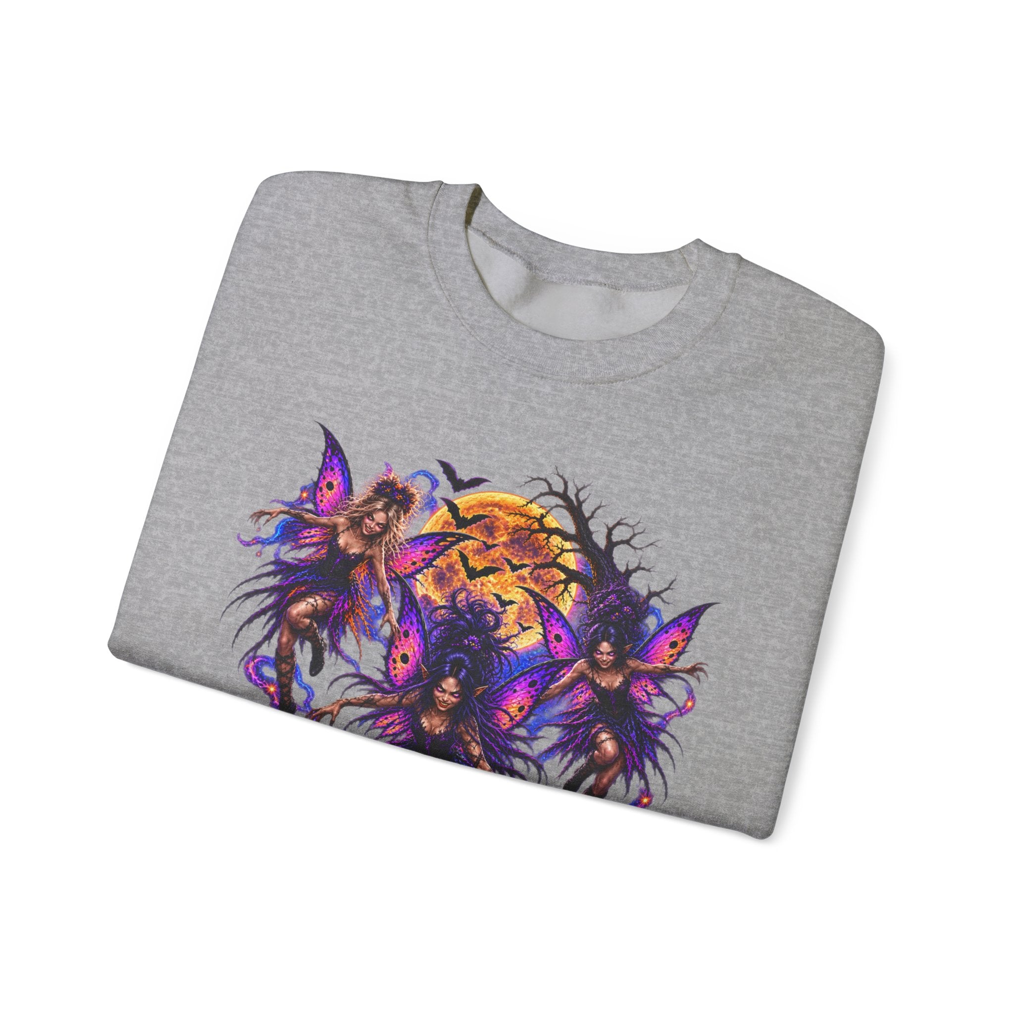 Fairy Moon Crewneck Sweatshirt — Gothic Purple Fairy Heart Graphic