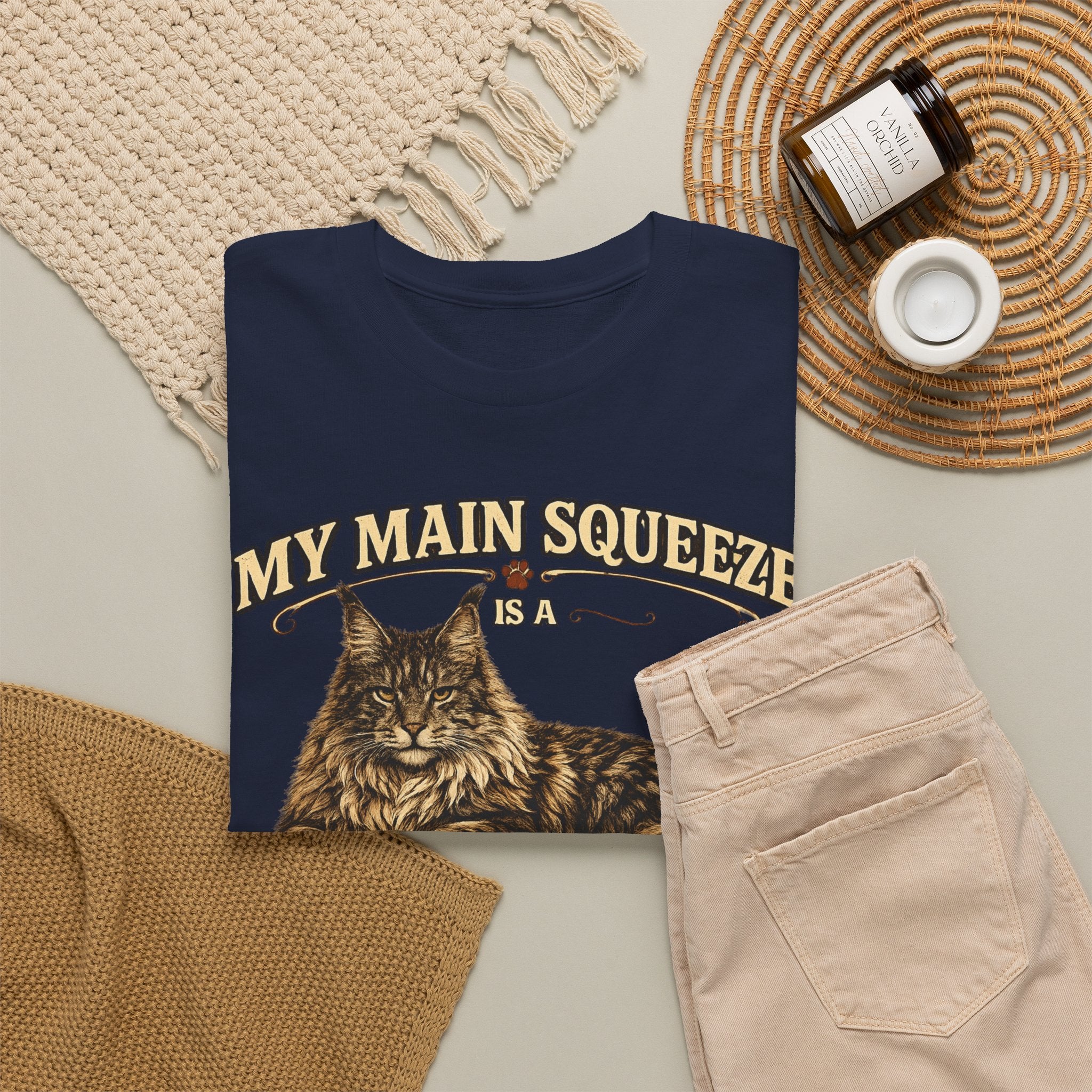 Maine Coon Cat T-Shirt — "My Main Squeeze" Vintage Cat Lover Tee