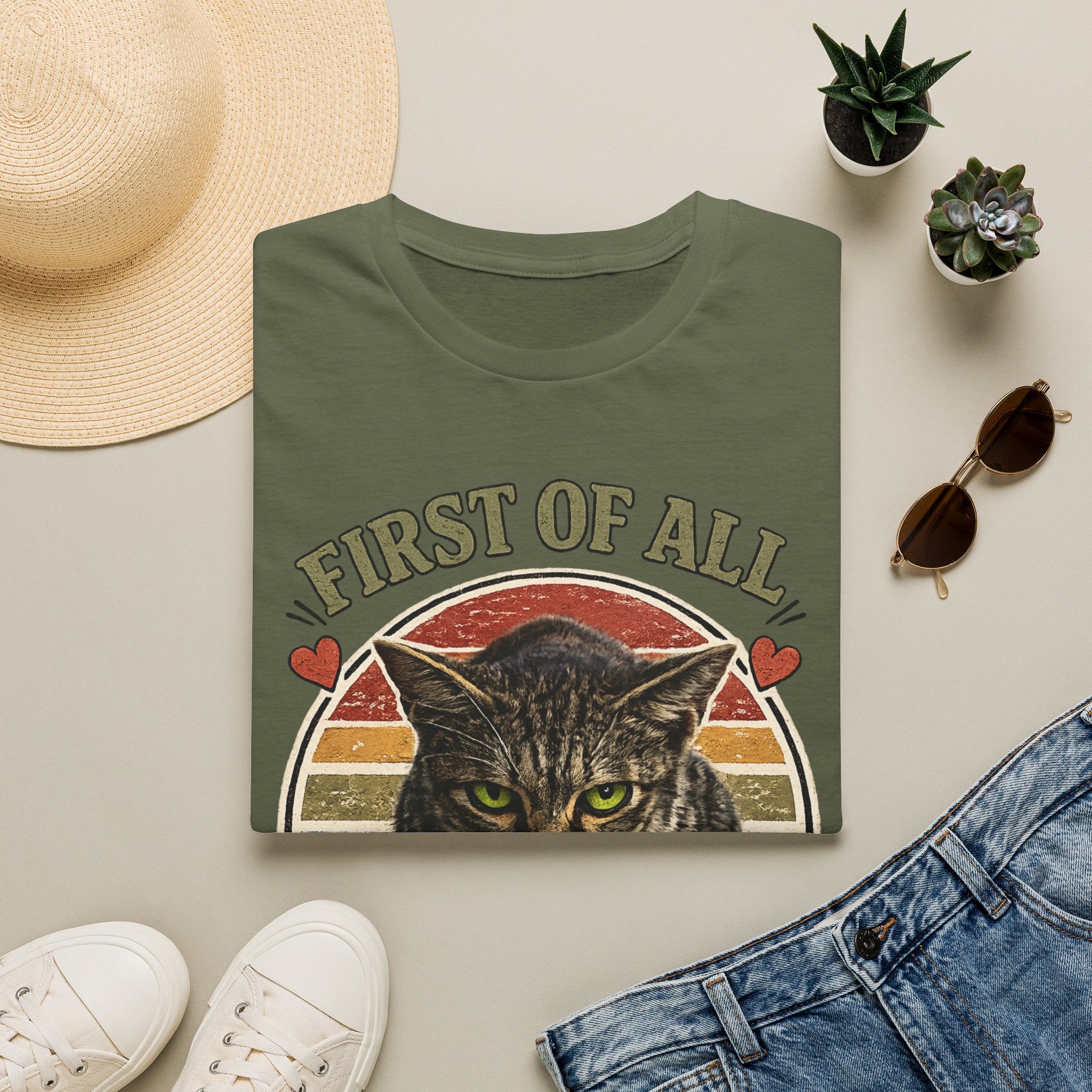 Cat T‑Shirt — “First of All I’m a Delight” Vintage Cat Graphic Tee