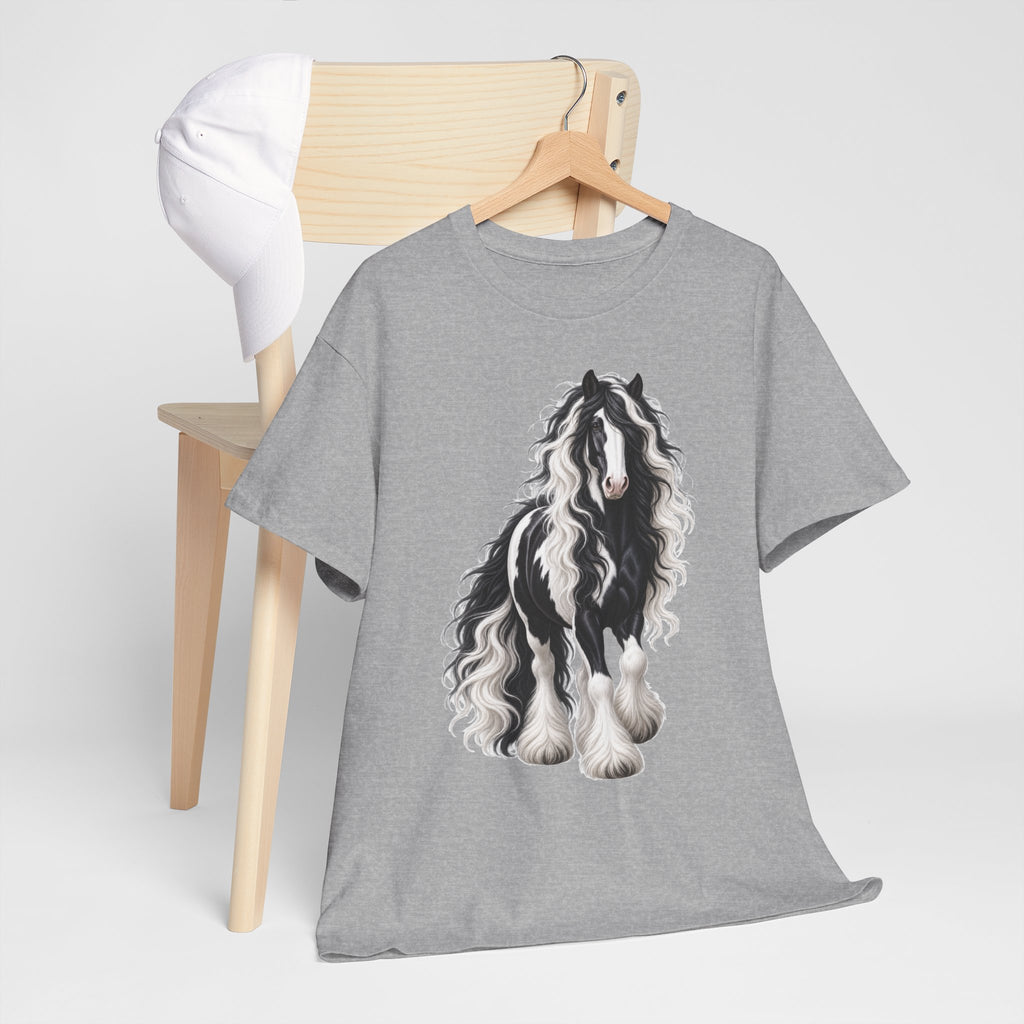Gypsy Vanner Horse T-Shirt — Artistic Black & White Draft Horse Tee