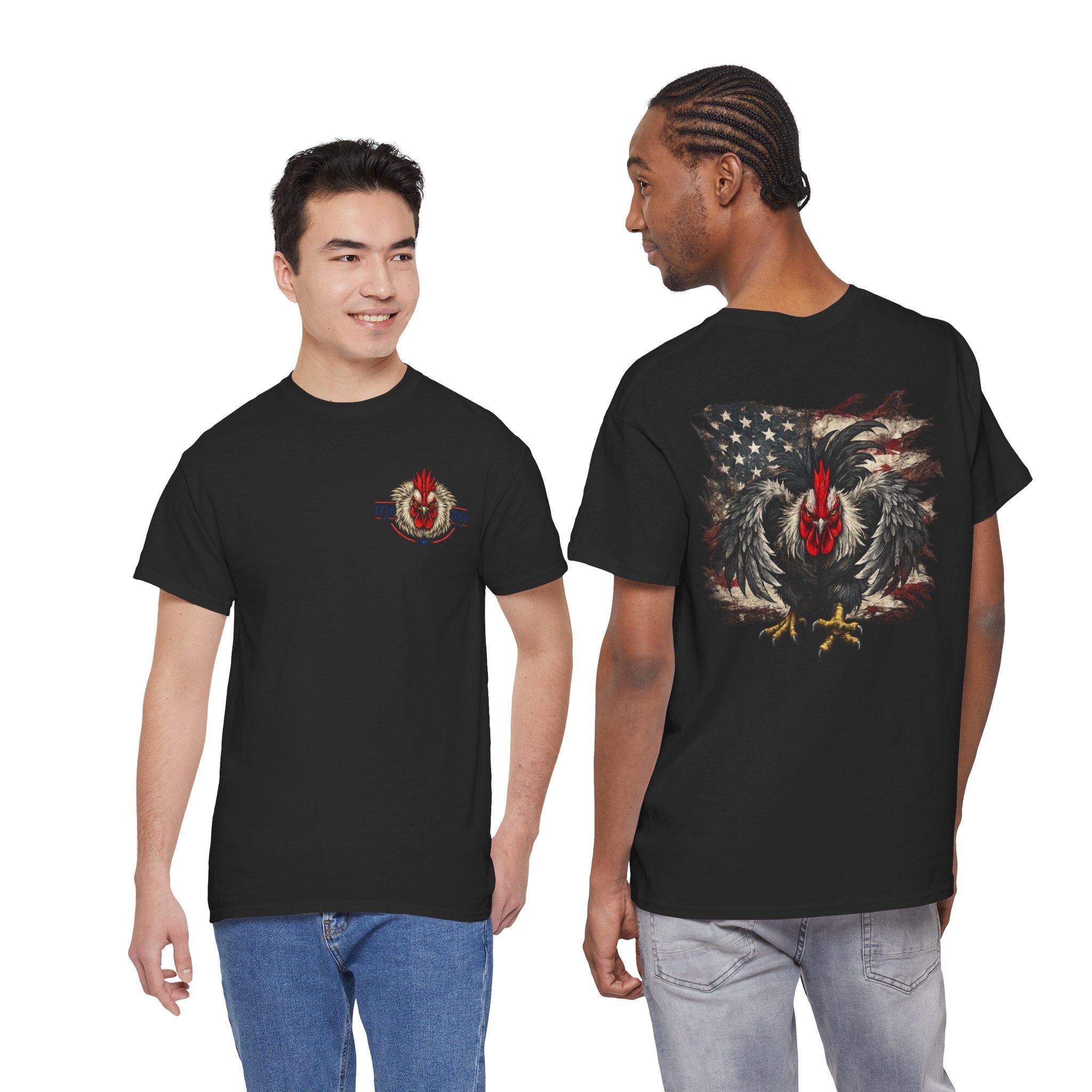 Patriotic Rooster Tee - American Flag Chicken Graphic T-Shirt