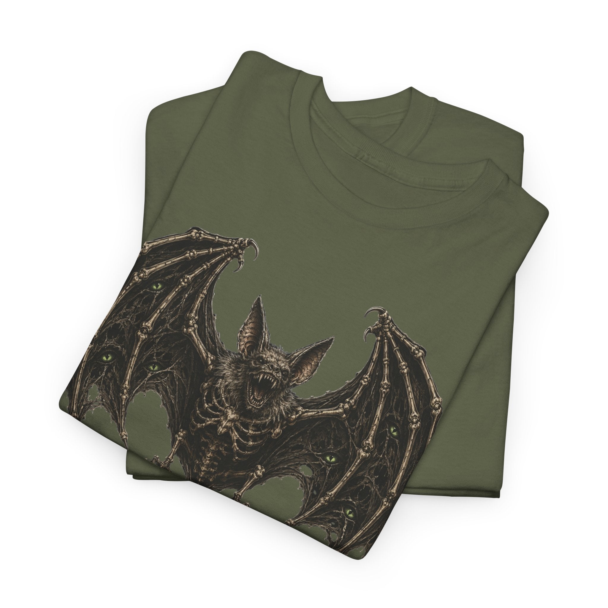 Gothic Bat Graphic Tee — Vintage Winged Skeletal Bat T‑Shirt for Halloween & Gothic Style