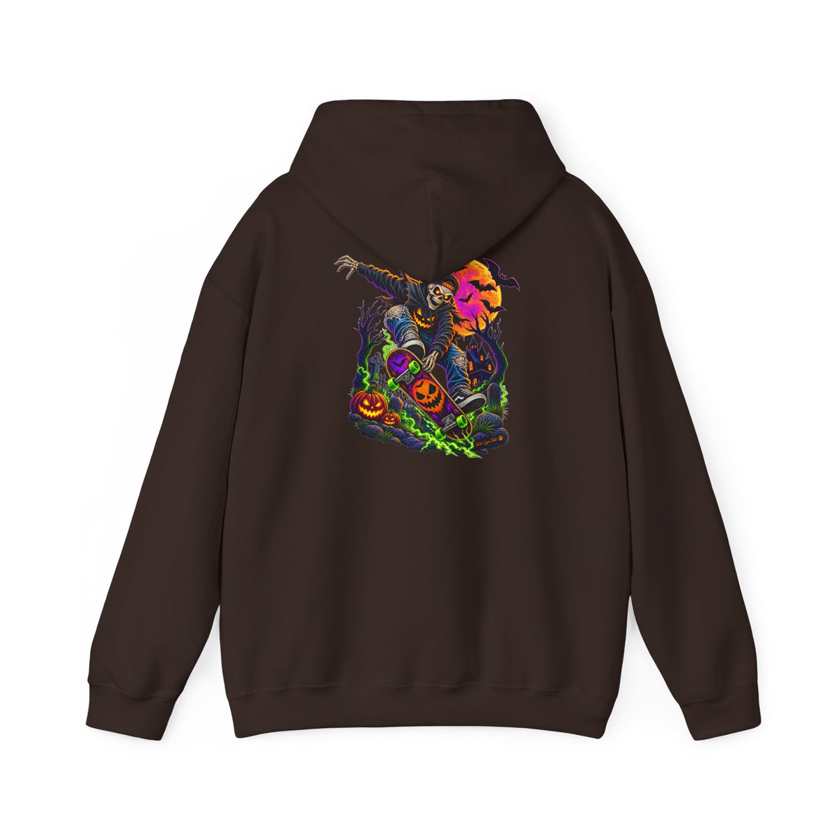 Halloween Skeleton skateboarder Hoodie — Pumpkin Patch Horror Graphic Sweatshirt