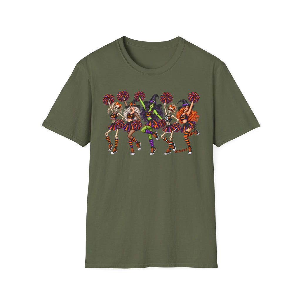 Halloween Cheerleader Witches T-Shirt — Dancing Witch Squad Pumpkin Spice Costume Tee