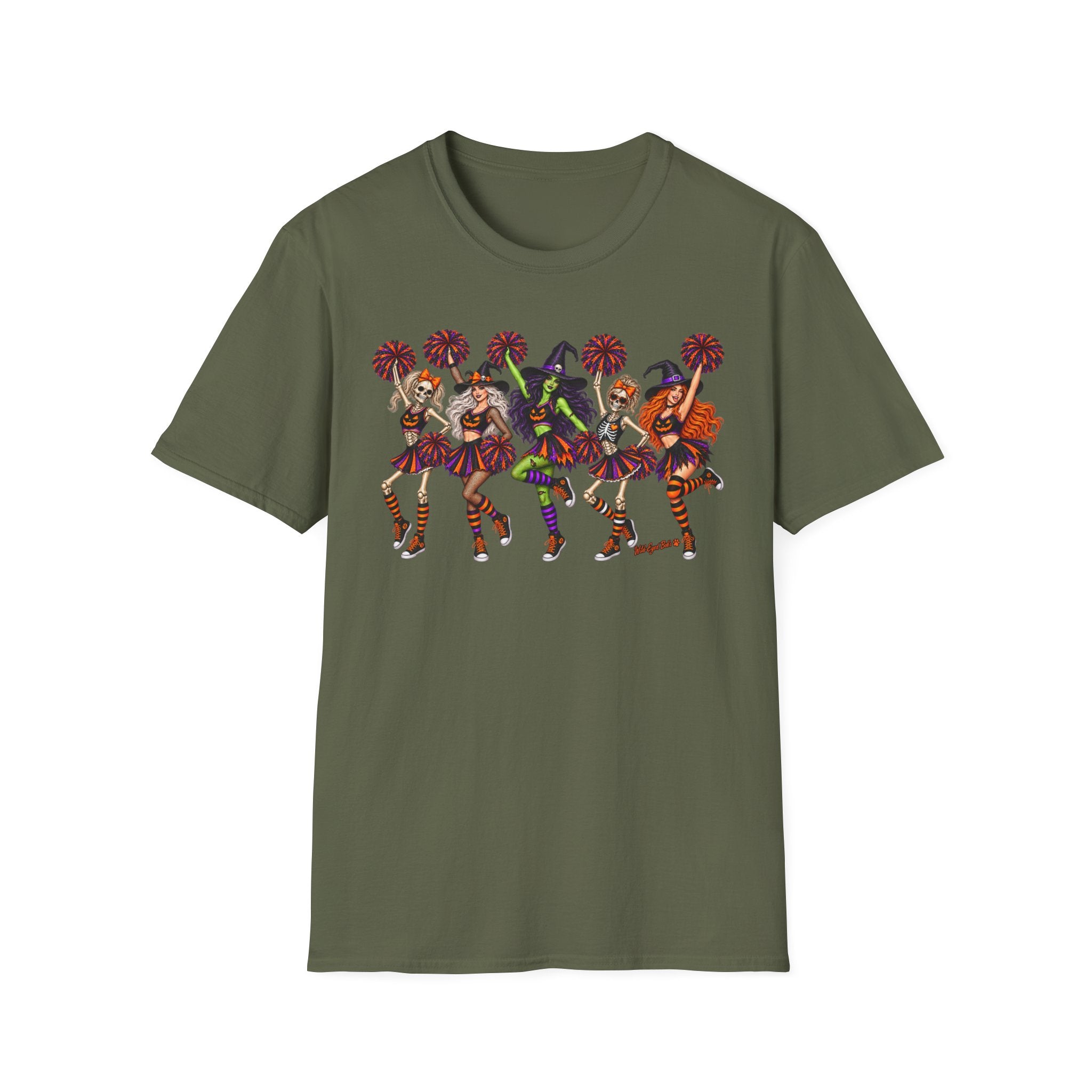 Halloween Cheerleader Witches T-Shirt — Dancing Witch Squad Pumpkin Spice Costume Tee