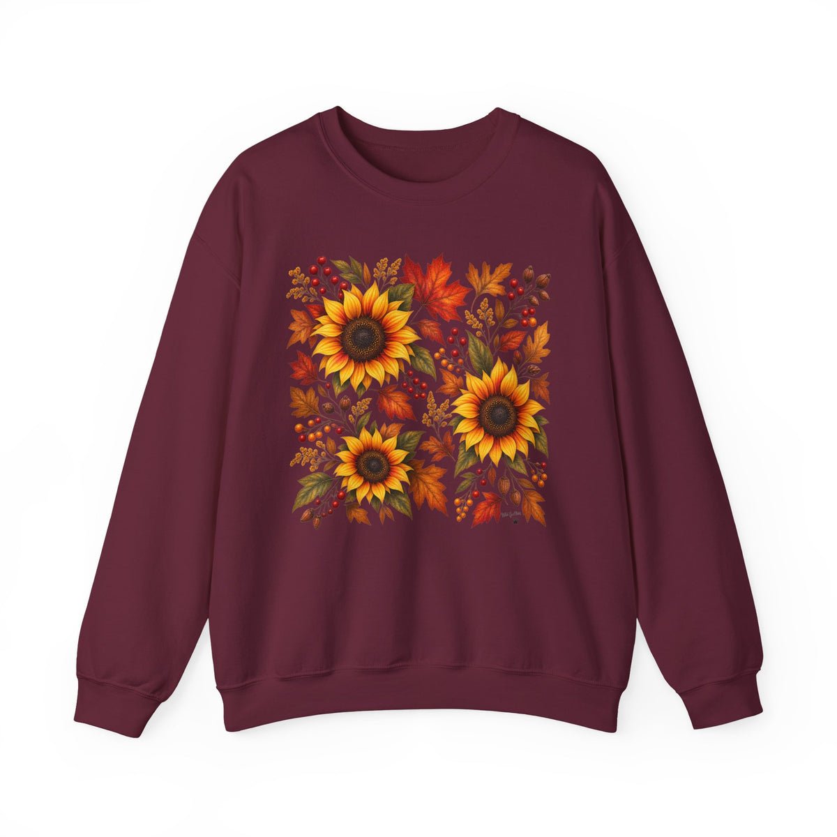 Sunflower Fall Sweatshirt - Autumn Leaves Crewneck for Women & Men