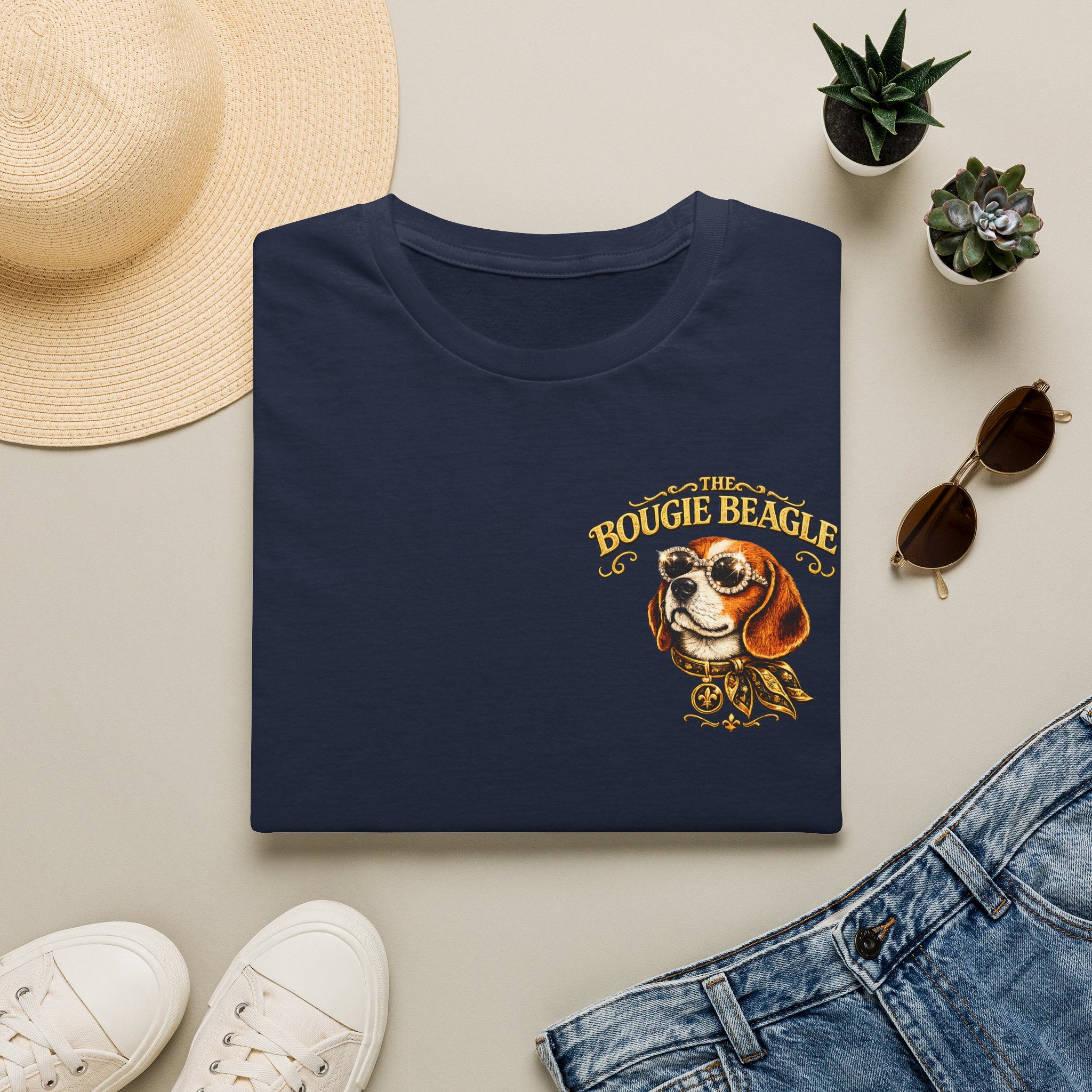 Beagle Vintage Tee- front and back print "Bougie Beagle" Graphic T-Shirt for Dog Lovers
