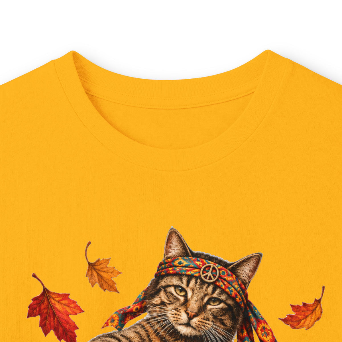 Boho Cat Guitar T- Shirt - Hippie Cat Fall Shirt, Peace Love Music tee