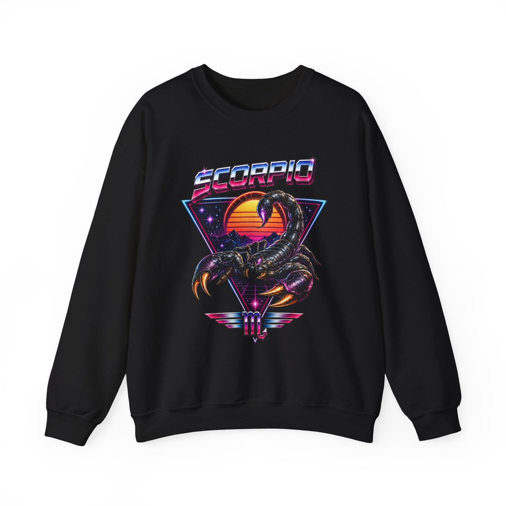 Scorpio Zodiac Crewneck Sweatshirt — Retro Sunset Scorpion Graphic