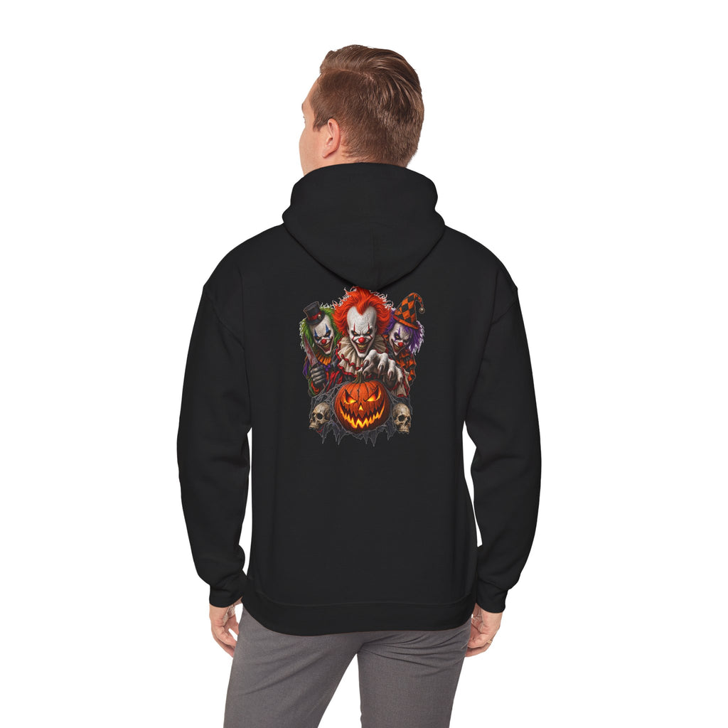 Horror Clown Halloween Hoodie — Scary Pumpkin & Clown tiol Back Graphic
