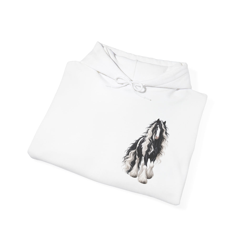 Gypsy Vanner Horse Pocket Hoodie — Small Chest Art, Equestrian Sweatshirt